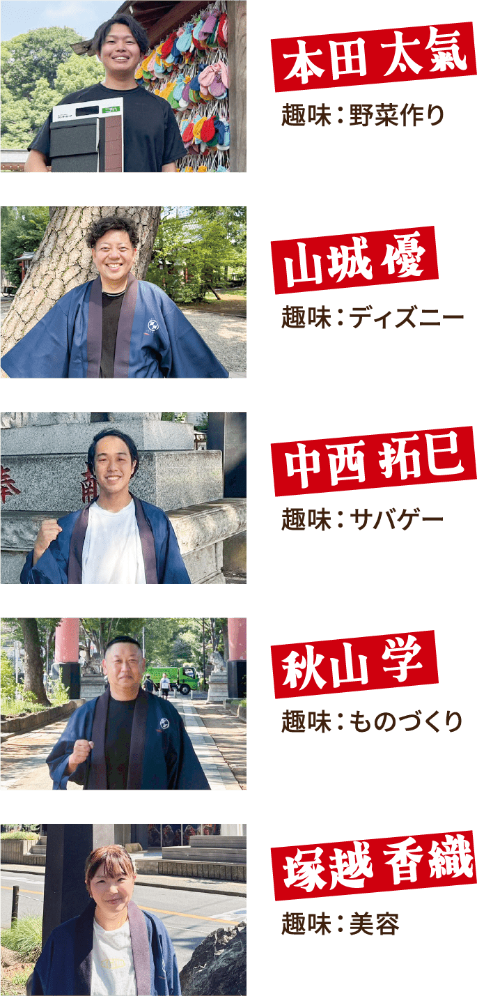本田太氣 山城優 中西拓巳 秋山学 塚越香織