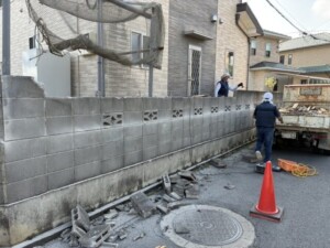 埼玉県深谷市　フェンス外構工事　施工中