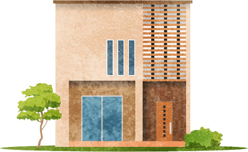 緑の外壁の家のイラスト