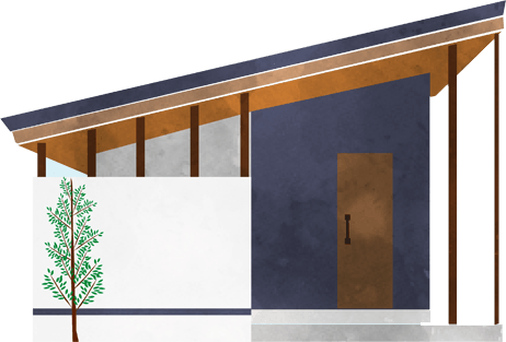 緑の外壁の家のイラスト