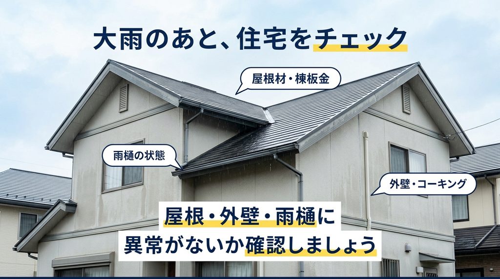 千葉市で大雨のあとに屋根・外壁・雨樋を確認する住宅